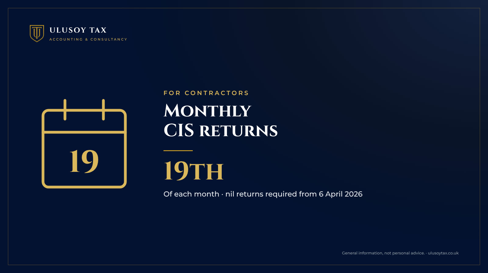 Monthly CIS returns for contractors, Ulusoy Tax